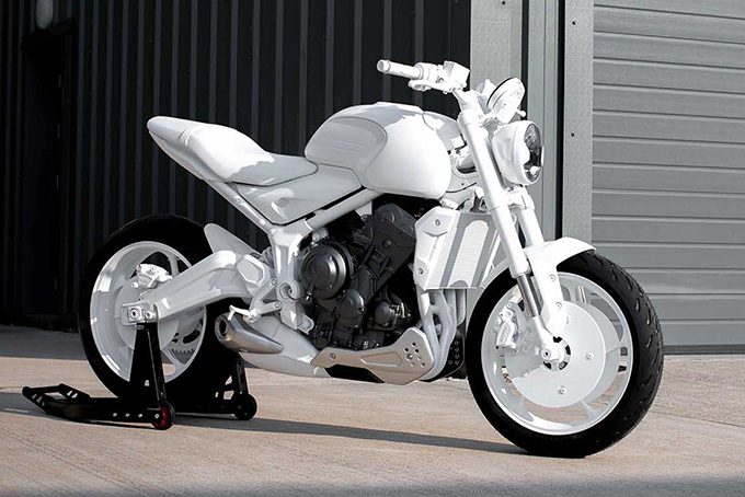 all white motorcycle